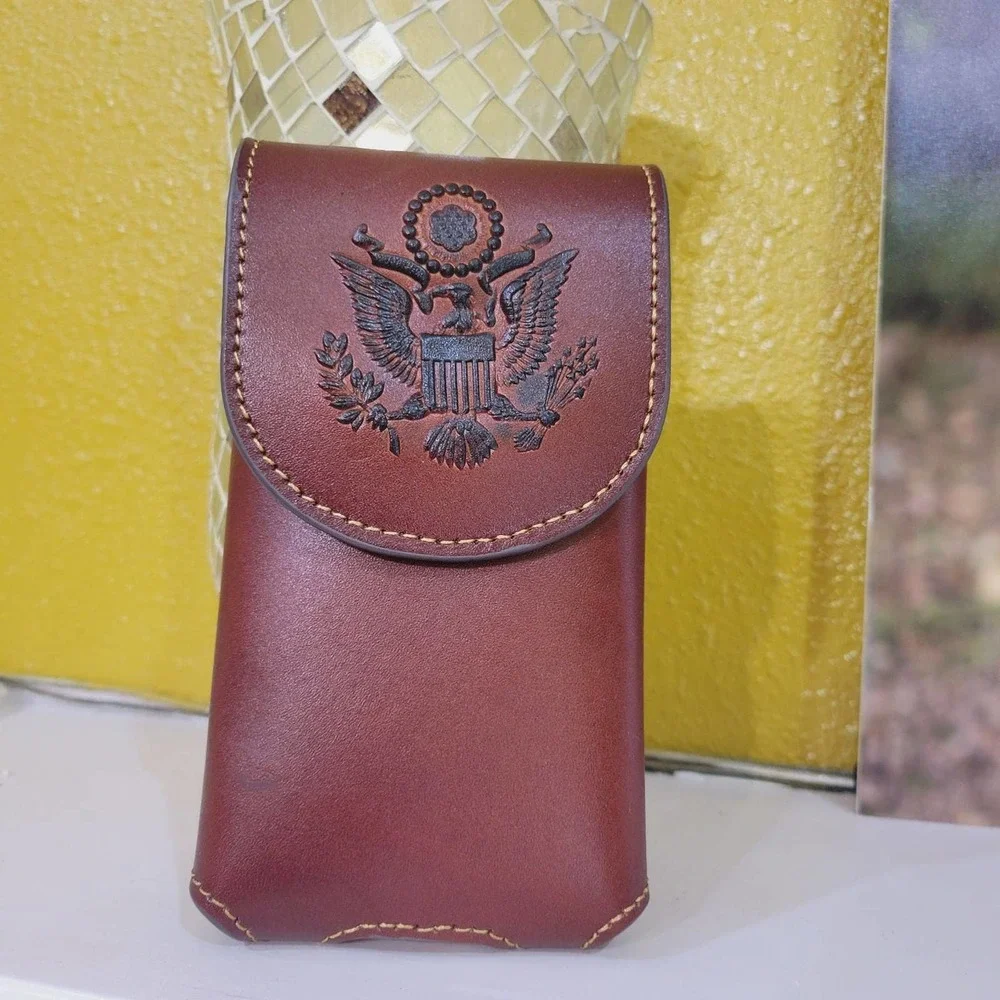 Montana West Genuine Leather Belt Loop Cell Phone Holder Holster Case Med Brown